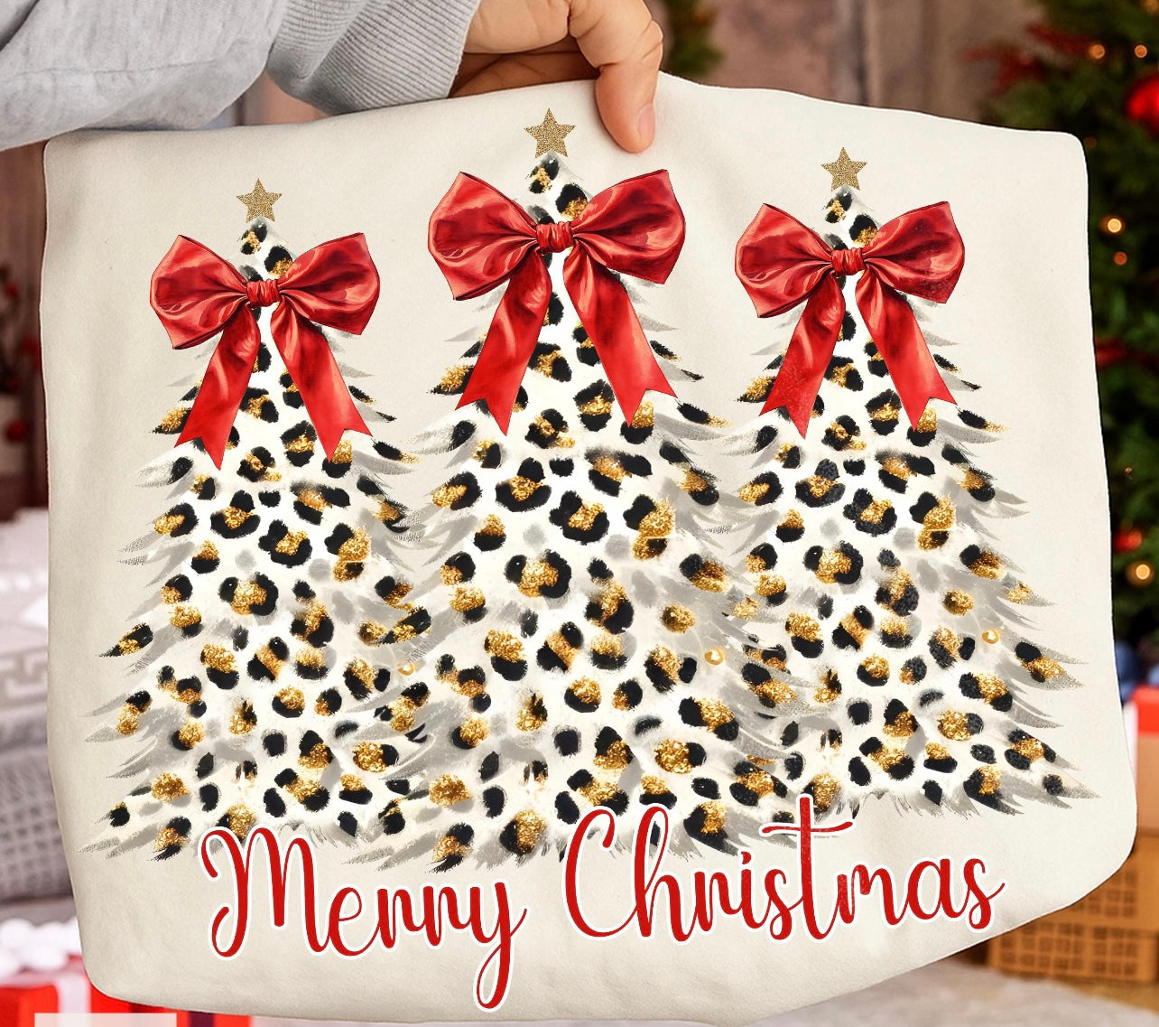 Merry Christmas Leopard w/Red Bow
