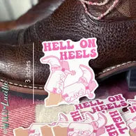 Hell On Heels Pink Boots - Western Vinyl Sticker Decals