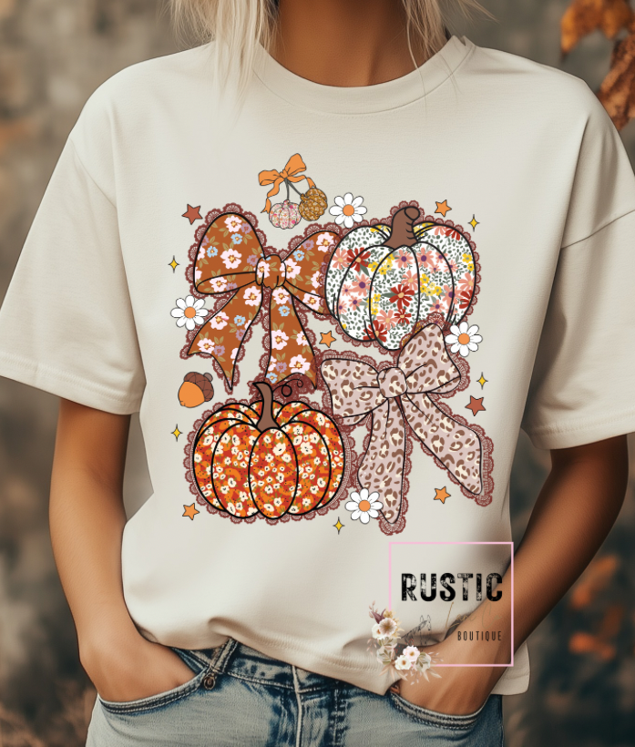 2 pumpkin/2 bows/fall