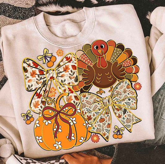 Turkey/Bow/Pumpkin