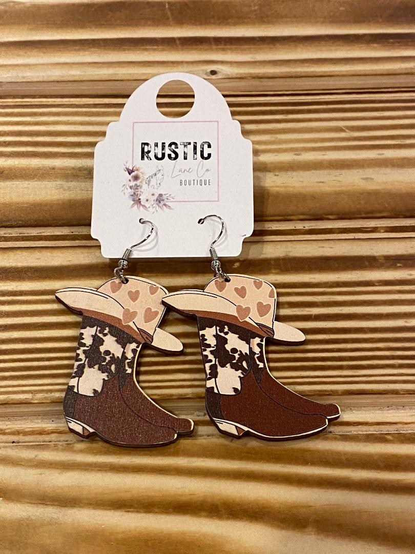 Wooden Cowboy Boot Dangles