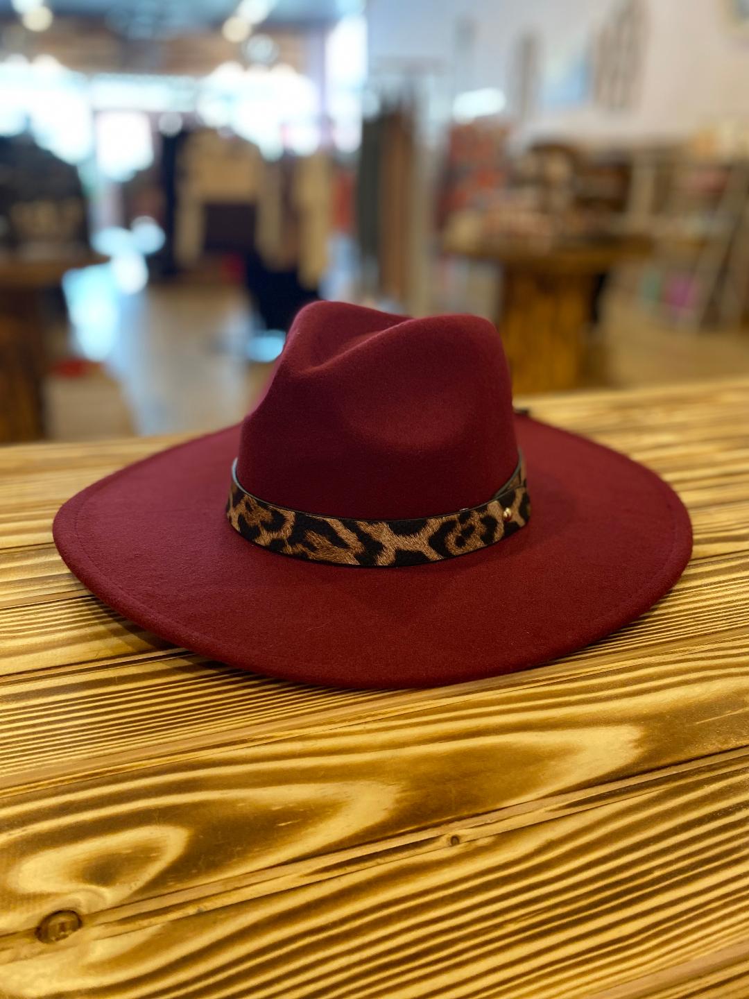 Maroon Fedora with Leopard